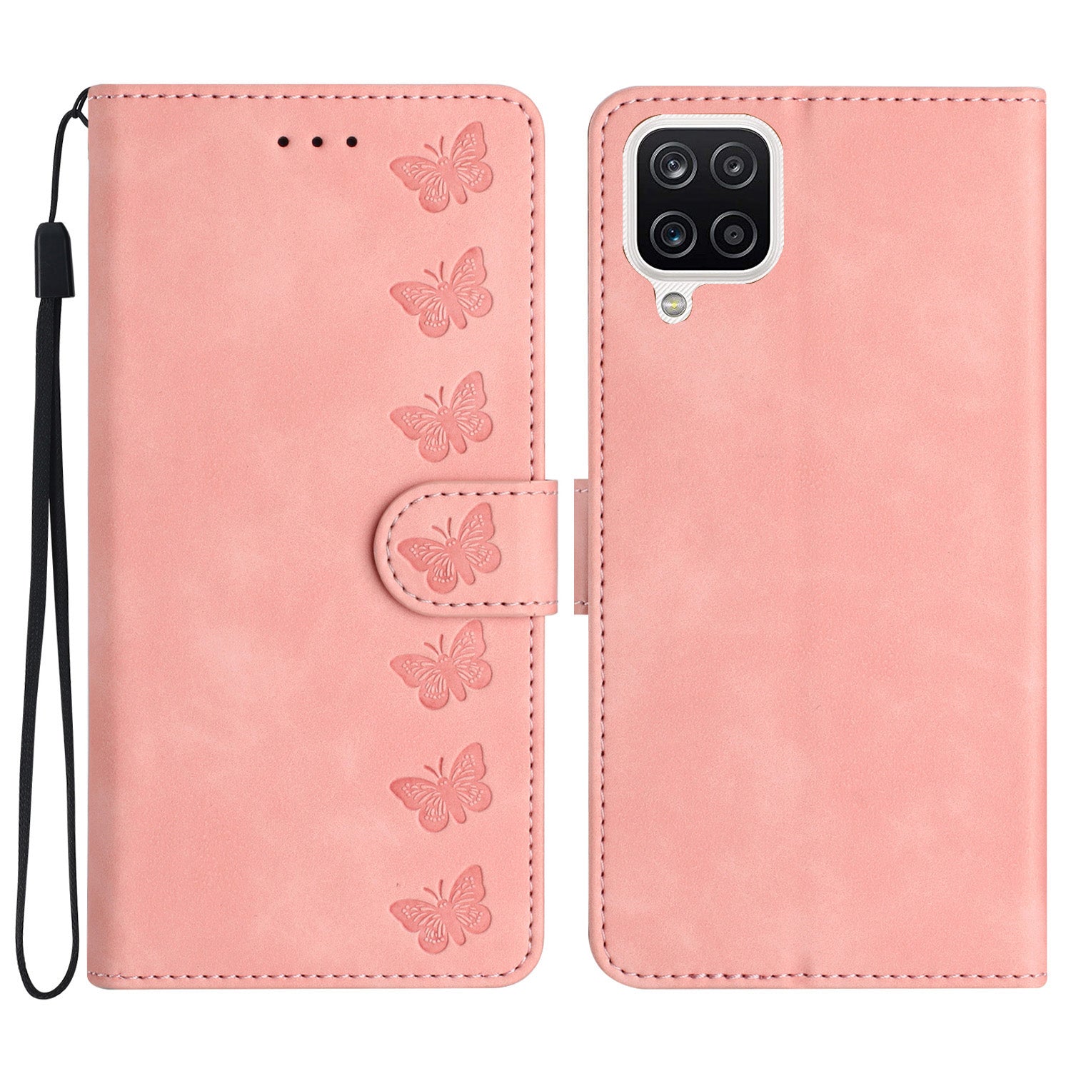 Leather Cover for Samsung Galaxy A22 4G (EU Version) Butterfly Imprinted Stand Wallet Drop-proof Case Leather Cover for Samsung Galaxy A22 4G (EU Version) Butterfly Imprinted Stand Wallet Drop-proof Case